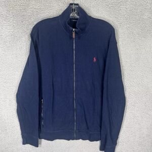 Polo Ralph Lauren Navy Full Zip Estate Rib Cotton Lightweight Jacket Mens XL